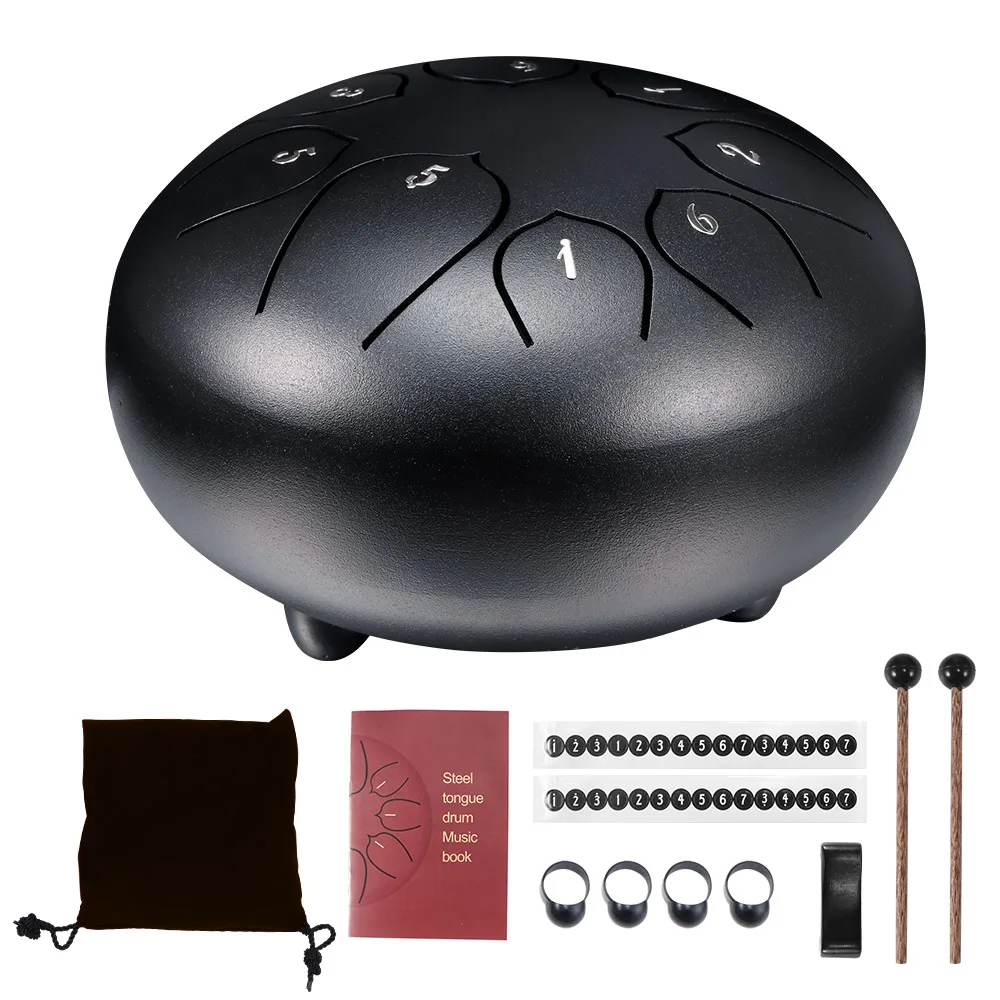 

6 Inch Steel Tongue Drum Personal Yoga Practice Music Therapists 8 Tune Hand Pan Hand Pan Drum Tank Instrumentos Musicales