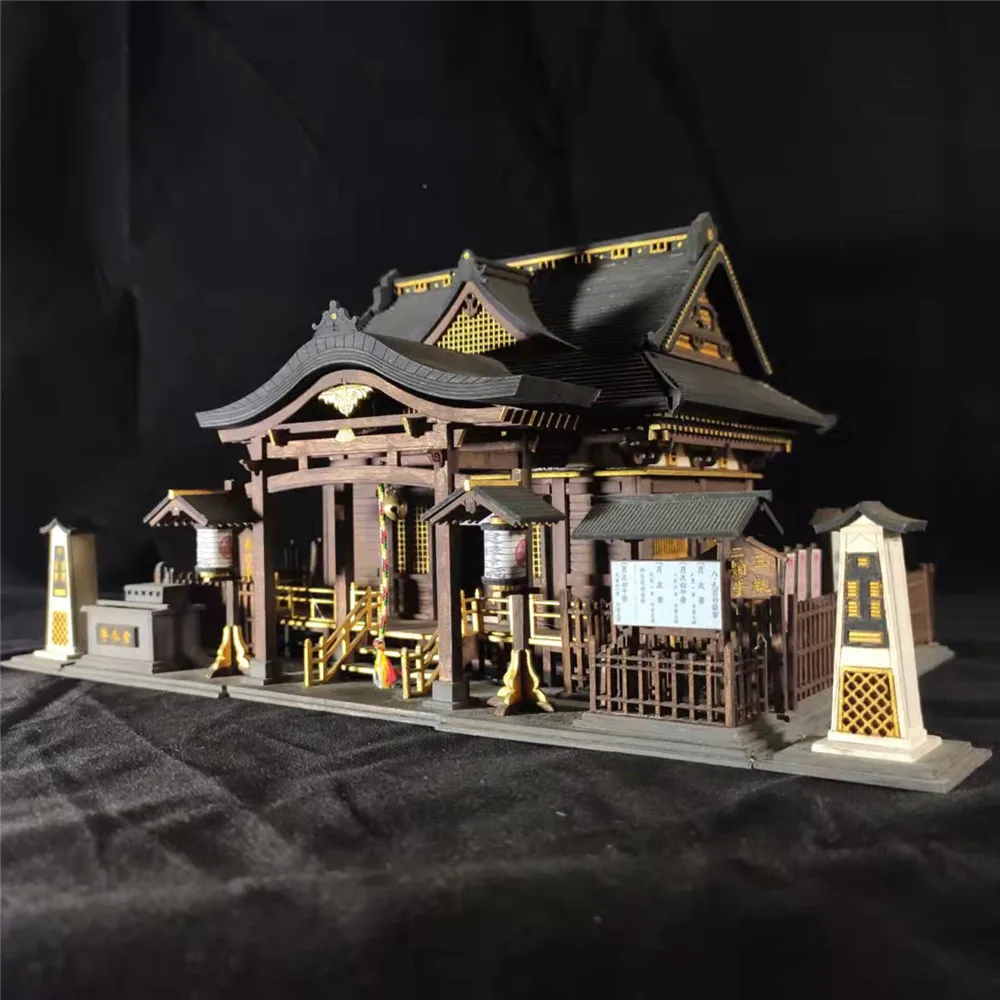 japonês modelo de construção proprietário santuário casa boneca de madeira diy miniatura kit com móveis brinquedos para adultos presentes