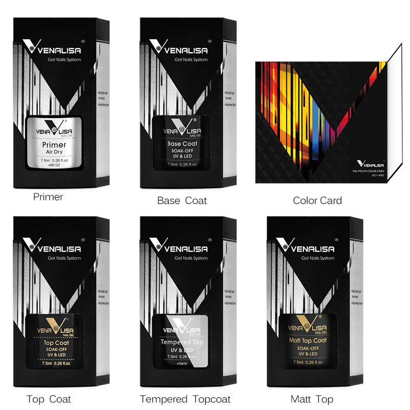 Fast Delivery Venalisa VIP2 Gel Nail Polish Set Color Nail Polish Soak Off UV LED Basecoat Primer Topcoat Color Book Full Set 3