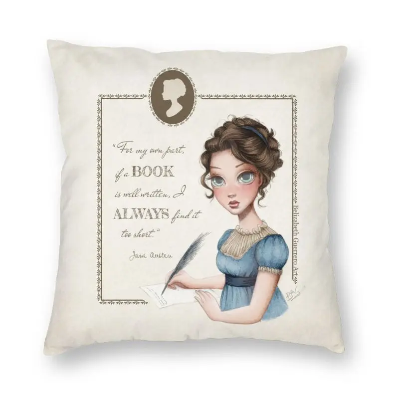 

Jane Austen Portrait Cushion Covers Sofa Home Decorative Writer Novel Square Throw Pillow Case 45x45cm