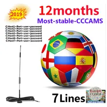 Европа HD кабель 1 год CCcam для спутникового ТВ ресивера 7 Clines wifi FULL HD DVB-S2 поддержка Испании польский Клайн сервер