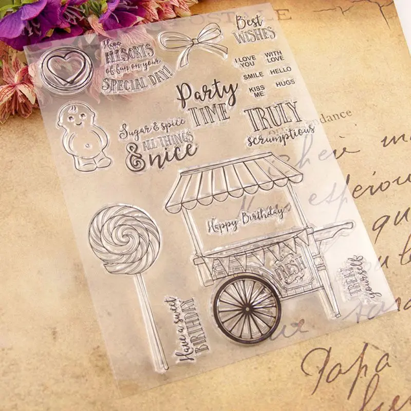 Леденец с днем рождения силиконовые прозрачные печать штамп DIY Скрапбукинг рельефная фотография альбом декоративные бумажные карты Ремесло искусство рукоделие
