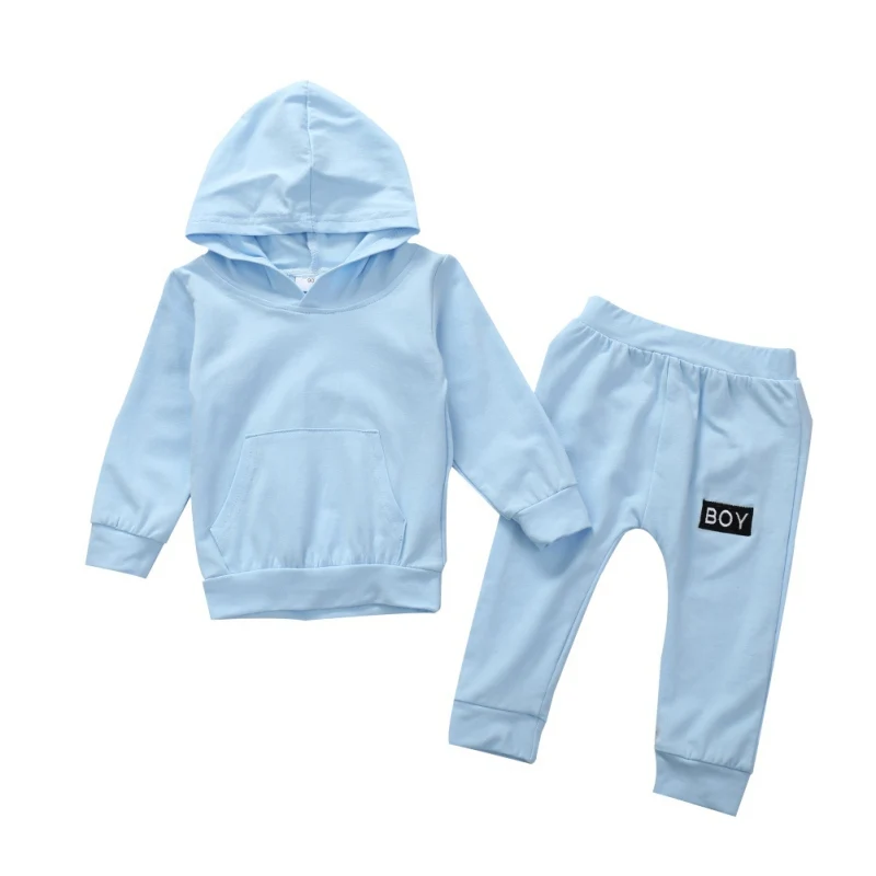 Blue На осень для маленьких мальчиков комплекты одежды для новорожденных; Спортивный костюм для детей для маленьких мальчиков повседневная одежда детский спортивный костюм из хлопка для малышей Костюмы - Цвет: Blue