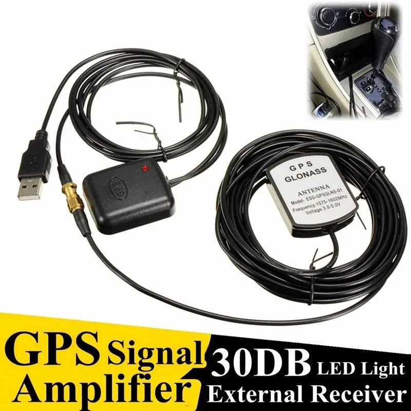 Усилитель сигнала gps антенна черный приемник повторитель передатчика 30 дБ