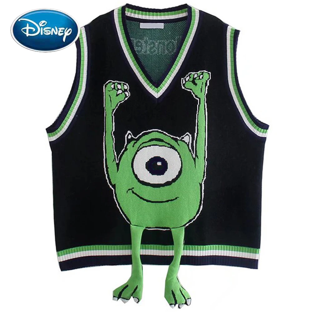 Женский трикотажный пуловер с v-образным вырезом Disney Fashion Monsters топ без рукавов |