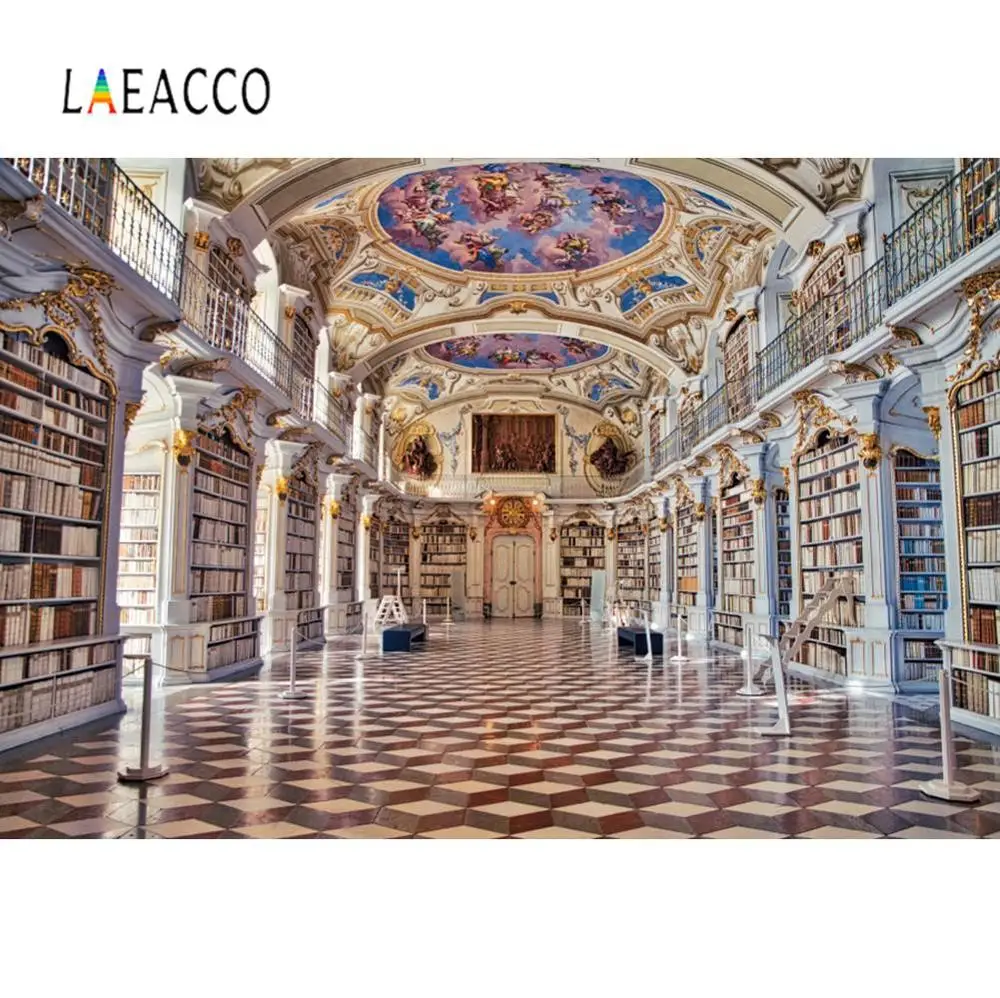 Laeacco старый Королевский роскошный купол библиотеки книг квадратный пол интерьер