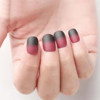 

20Pcs short Nail Artificial Nails Black Red Wine Matte Nail Tips for Acrylic Nails Square Tip Kit fake nails press on