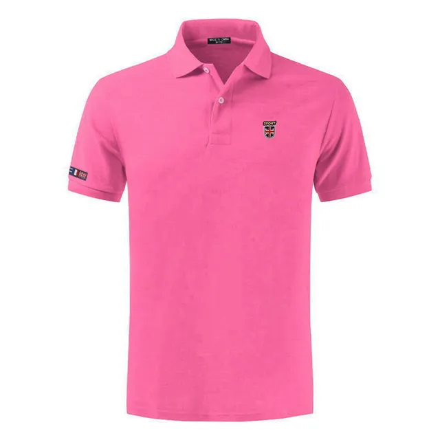 100% Cotton Top Quality 2022 Summer New Men's Polos Shirts Plus Size XS-5XL Solid Color Short Sleeve Polos Homme Lapel Male Tops Rose red
