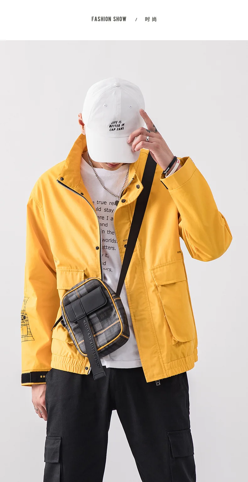 Autumn Winter men's Jackets new fashion black male Coats Casual white stand collar jacket Windbreaker warm youth overcoat