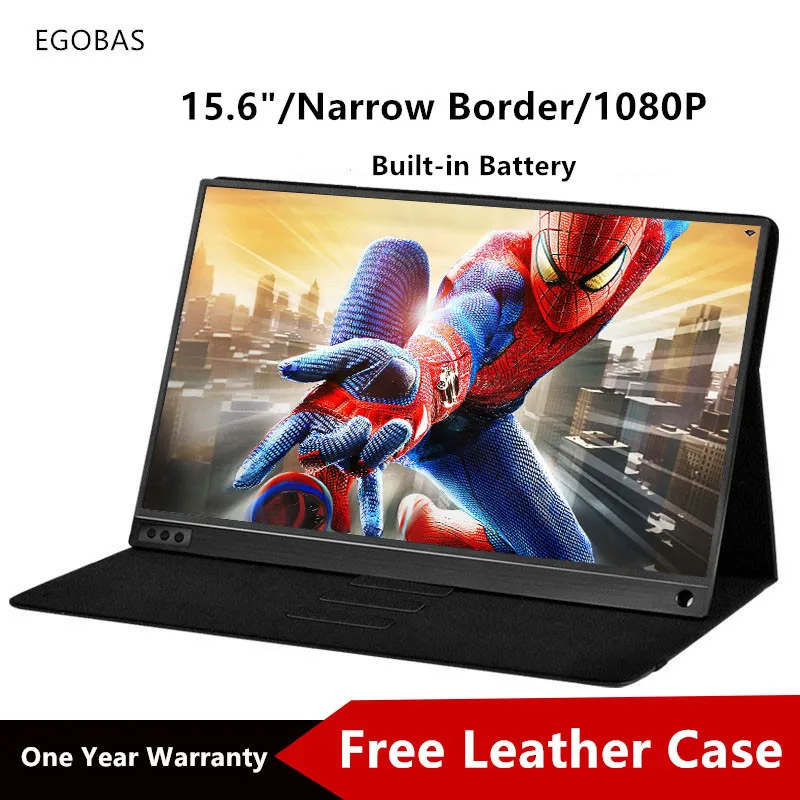 

15.6 Inch Portable Monitor with Built-in Battery 1080P IPS Screen Ultra-slim Support Type-C HDMI for PS4/Switch/XBox