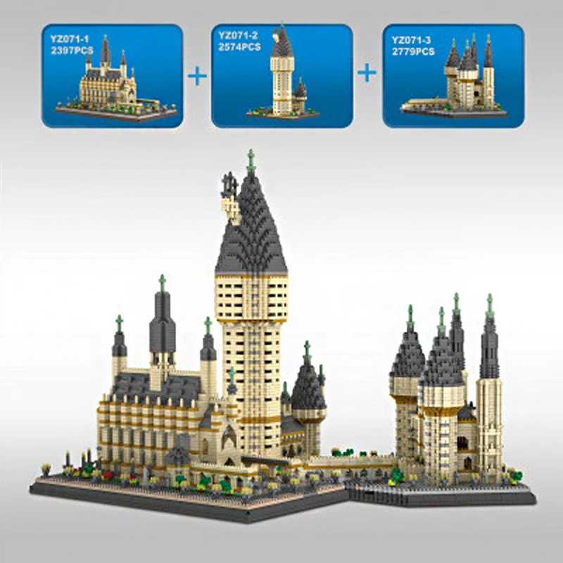 

Movie H. Potter 3in1 architecure micro diamond block Magic Castle nanobricks model building bricks toys collection for gifts