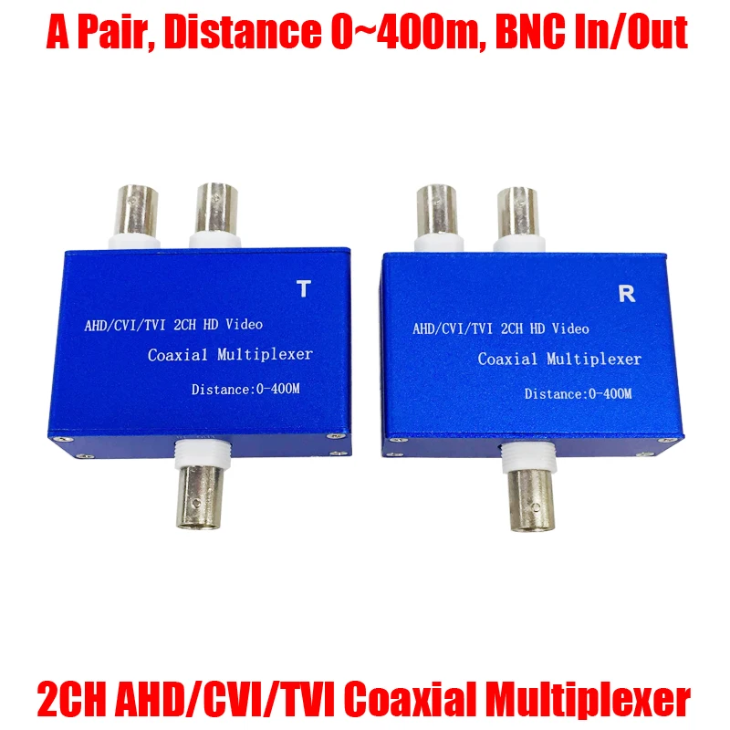 2 Channel 3MP 2MP 1080P HD AHD CVI TVI CVBS Coax Video Signal Multiplexer 2CH Transmitter & Receiver Coaxial Cable Distance 400m