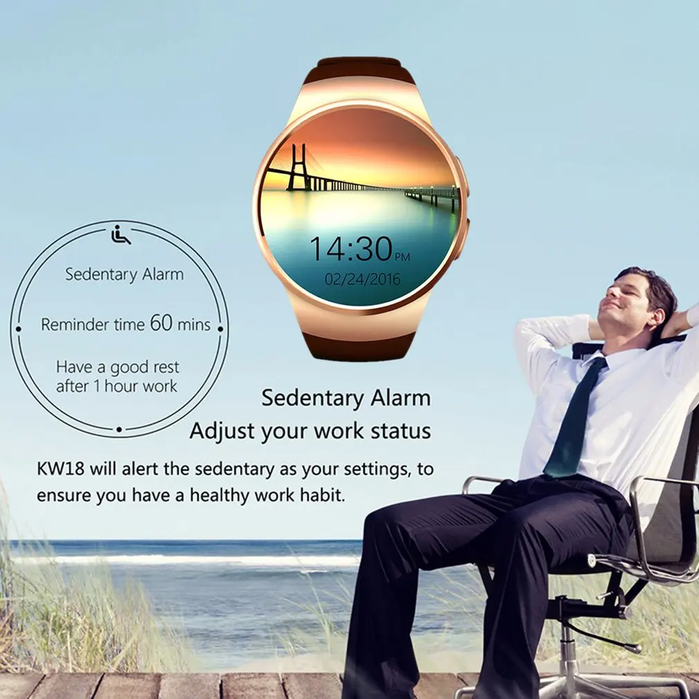 KW18 Bluetooth Smart Watch Full Screen Support SIM TF Card Smartwatch Phone Heart Rate For apple gear s2 huawei xiaomi