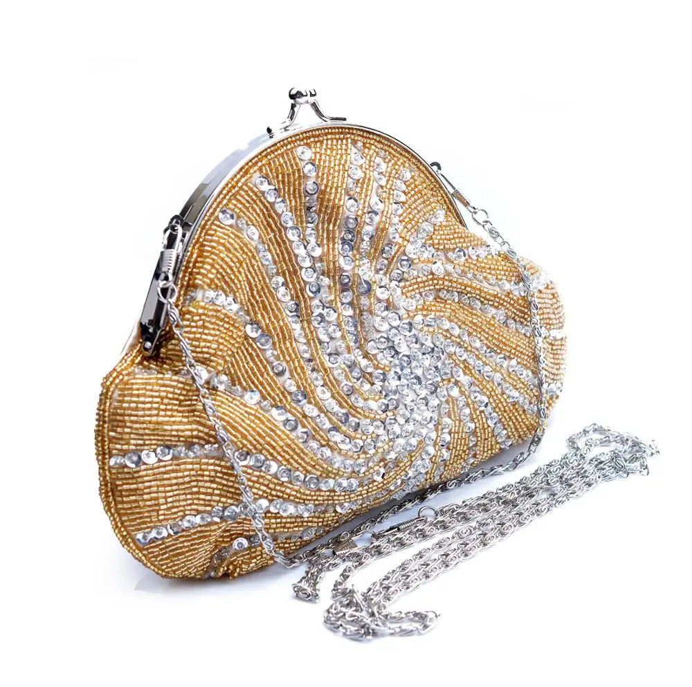 Brand Hand- embroidered Beaded Women Bags Lady Sequined Shoulder Bag Women Party Vintage Handbag Retro Cross body Bag Evening