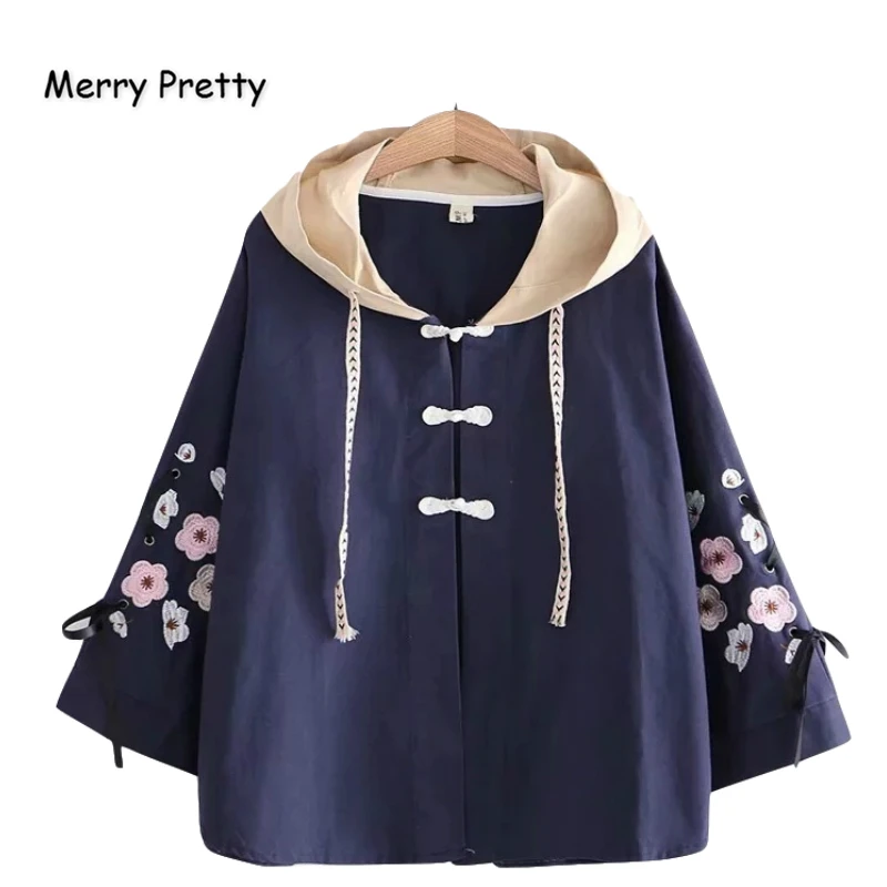 Женские базовые куртки с цветочной вышивкой Merry Pretty зимние хлопковые пальто со