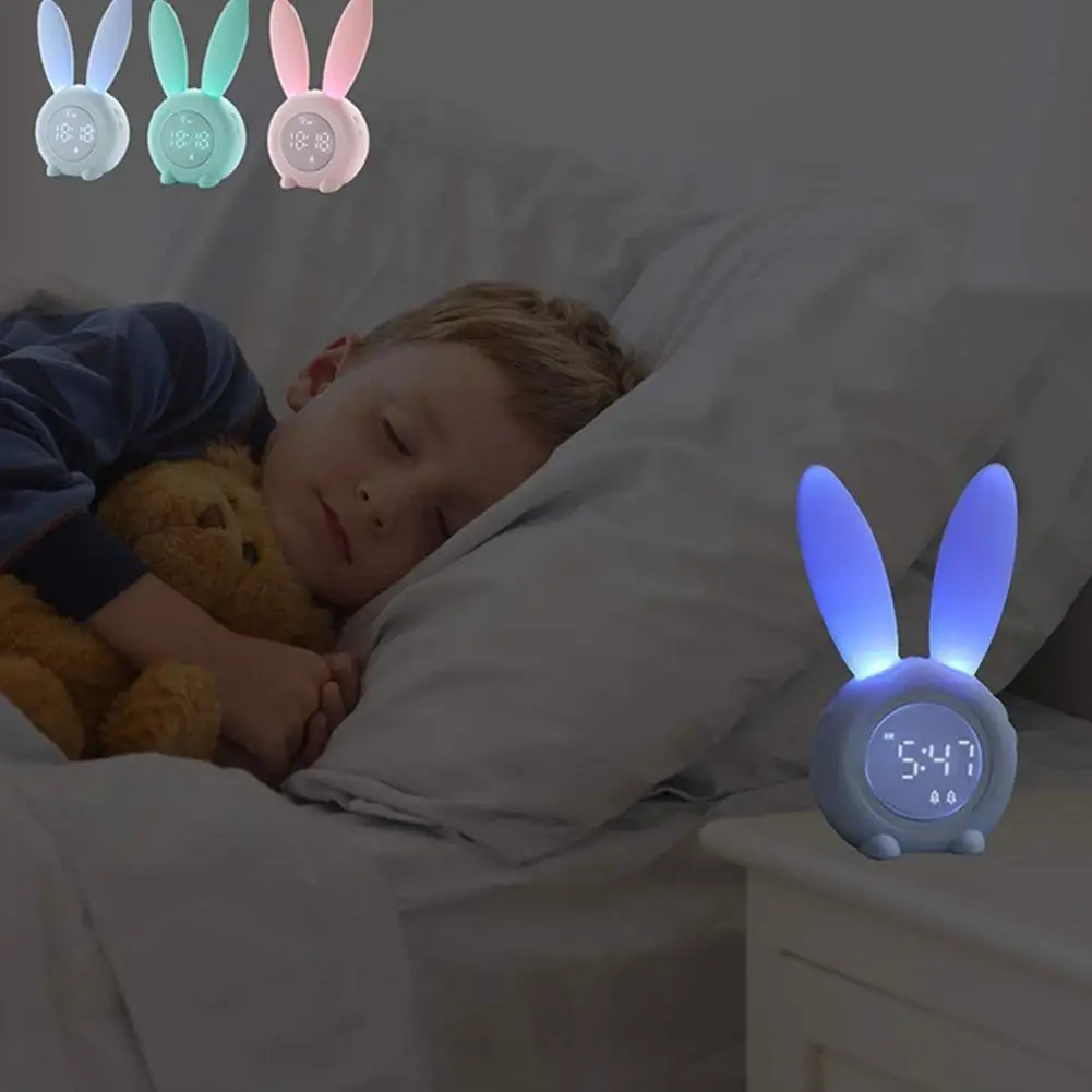 Кролик будильник Креативный светодиодный цифровой будильник мультфильм USB электронные часы с таймером светодиодный ночник световой будильник