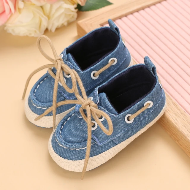 Newborn Baby Prewalker Girls Boys Casual Shoes Leather Non-Slip Soft-Sole Infant Toddler First Walkers 0-18M Baptism 634 Blue