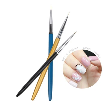 

3Pcs Nail Liner Pen Super Fine Nylon Bristles Metal Handle Painting Drawing UV Gel Liner Manicure Polish Brush Tool
