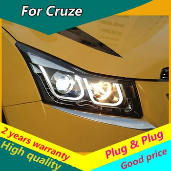 

KOWELL Car Styling for Cruze 2009 2010-2014 Headlights DoubleU Angel Eye LED DRL Lens Double Beam H7 HID Xenon Car Accessories