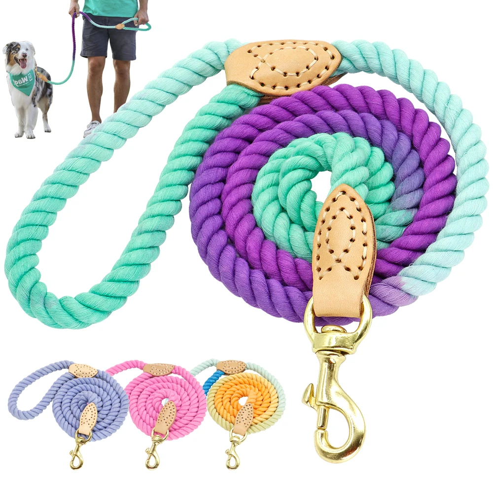 150cm Dog Leash Round Cotton Dogs Lead Rope Colorful Pet Long Leashes Belt Outdoor Dog Walking Training Leads Ropes