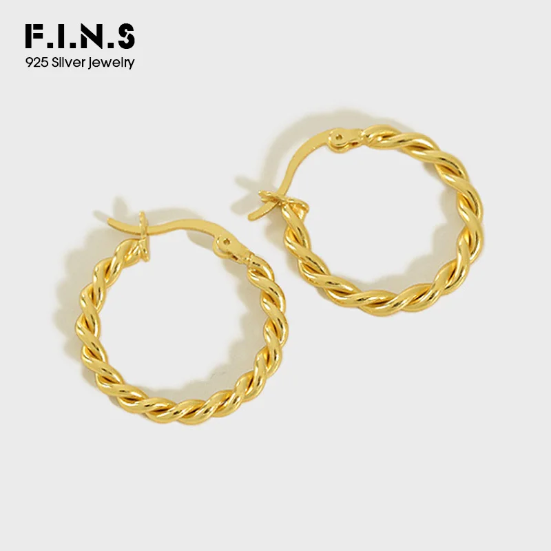 Женские классические серьги-кольца F.I.N.S из стерлингового серебра 925 пробы с витой