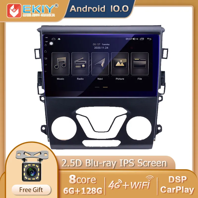 EKIY 6G+128G DSP For Ford Mondeo 5 2014 2019 Android 10 Car Radio Multimedia Video Player Navigation GPS Stereo 2Din DVD Carplay