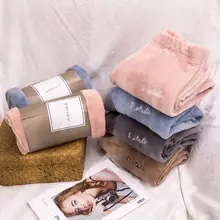 Женские бархатные коралловые домашние штаны больших размеров, зимние мягкие пижамы для пар, нижнее Белье для сна, большие размеры, плотные домашние штаны, домашняя одежда