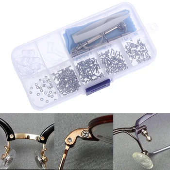 

1Set Eyeglass Sun Glasses Repair Tool Assortment Kit Screw Nut Nose Pad Ear Hook Glasses Repair Kit