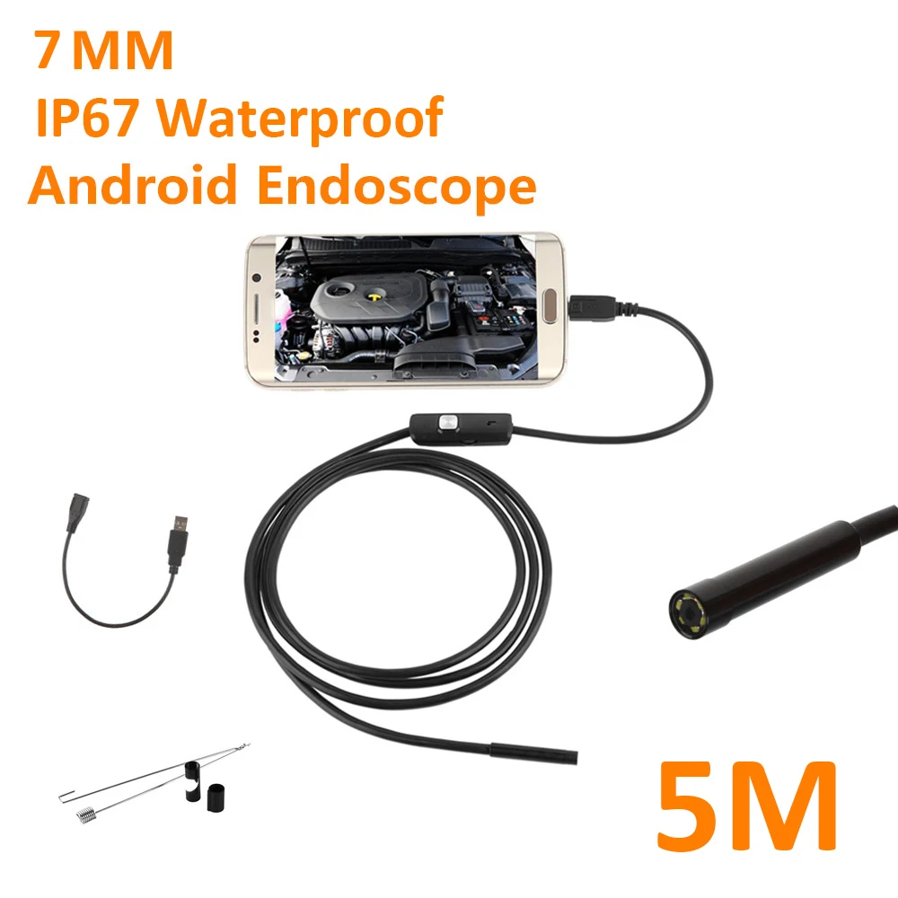 AN98B телефон эндоскоп 7 мм 5 м/3 м/2 м/1,5 кабель HD USB Водонепроницаемый эндоскоп, бороскоп для исследований камера для Android мобильного телефона ПК