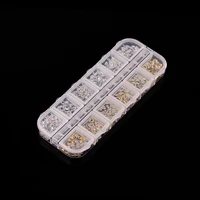 1 Boxed 12 Grids Rose Gold 3D Alloy Metal Nail Rivets Charms Nail Studs Nail Ornament Heart Star Moon Cross Nail Art Decorations 2
