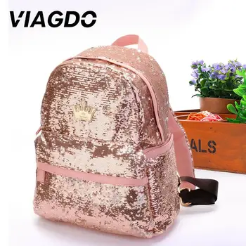 

Backpack Women Sequin School Shoulder Bag Schoolbag Satchel Bookbag Solid