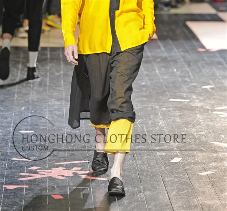 [Custom] новые стильные мужские мешковатые двухслойные семиточечные брюки среднего