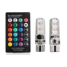 2x T10 W5W светодиодный сигнальный лампочка автомобильный интерьерный светильник RGB авто номерной знак для чтения клиновидная боковая атмосферная лампа дистанционное управление стиль