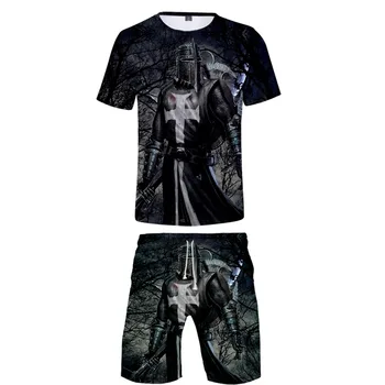 

knight templar t-shirt Suit Man Kids 2019 New breathable cool short t-shirt two-piece short t-shirt+shorts men's student suit