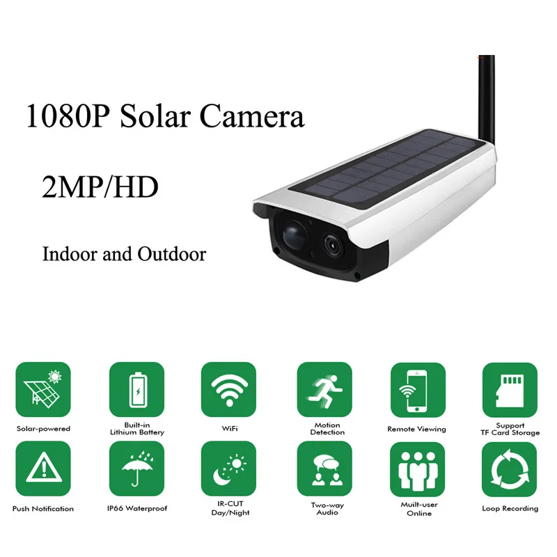 

2MP 1080P Waterproof Outdoor WIFI Wireless with 7800mA Solar Battery Power Surveillance Security CCTV Camera Video Recorder