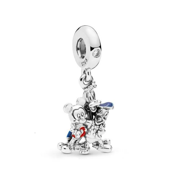 925 Sterling Silver Bead Happily Parks Mickey Friend Donald Charm Cinderella Castle Fit Original Pandora Bracelet Jewelry Summer