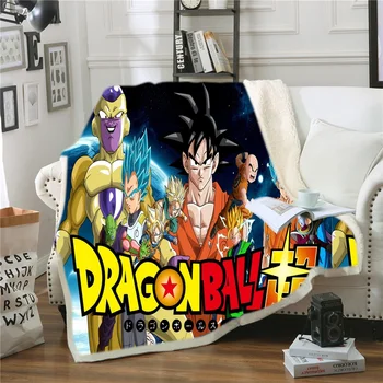 

Anime Dragon Ball Funny Character Blanket 3D Print Sherpa Blanket on Bed Home Textiles Dreamlike Style 01