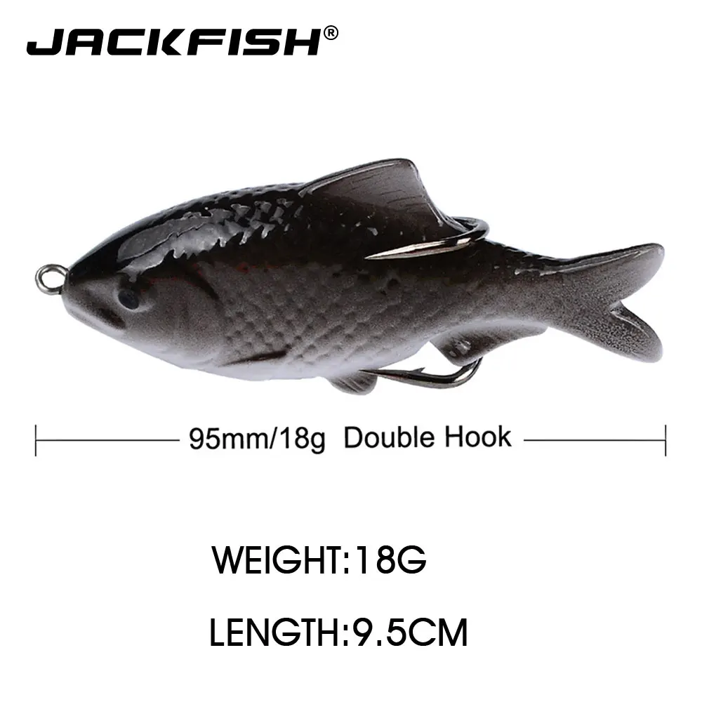 JACKFISH 1 шт. 9,5 см 18 г 3D Мягкая приманка рыболовные приманки Двойные крючки верхняя вода искусственная пластиковая плавающая приманка крэнк использование для снаряжение рыболовное