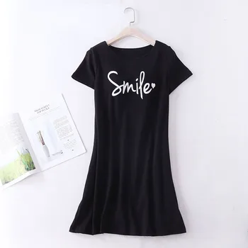 

Plus size Women's Nightgowns cotton material with letters printed causal brief length softy summer sleep dress for ladies