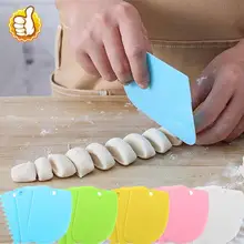 3pcs/set Plastic Dough Icing Fondant Scraper Set Cake Decorating Cream Scraper Cake Cut Knife Scrape Knife for Kitchen CD