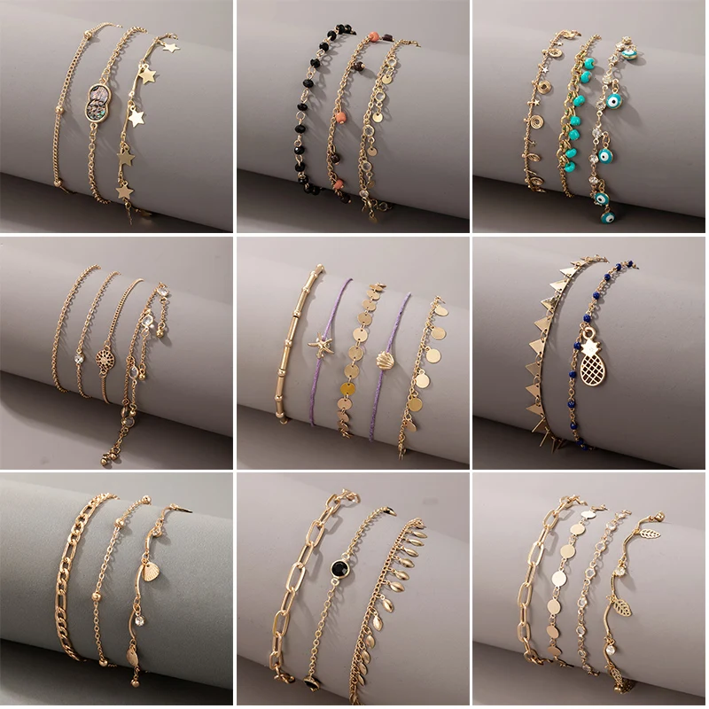 Trendy Colorful Beaded Layered Bracelet Set for Women Crystal Star Shell Tassle Adjustable Party Jewelry Bracelet Gifts bracelet jewelry leather bracelets shell charm bracelets