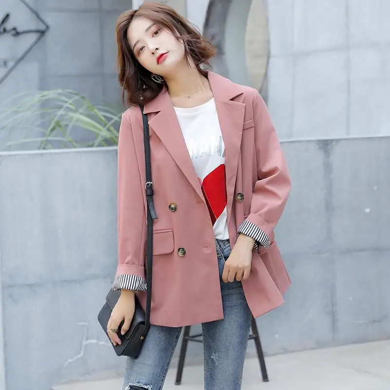 Pink Ly Varey Lin осенний блейзер винтажный клетчатый костюм куртки для женщин двубортный зазубренный воротник Ретро Пальто Повседневное Casaco Feminino - Цвет: Pink