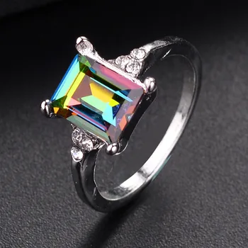 

UUNICO Luxury Zircon Engagement Ring Female Square Geometry AAA Zircon Austria Crystal Romantic Wedding Rings For Women Party