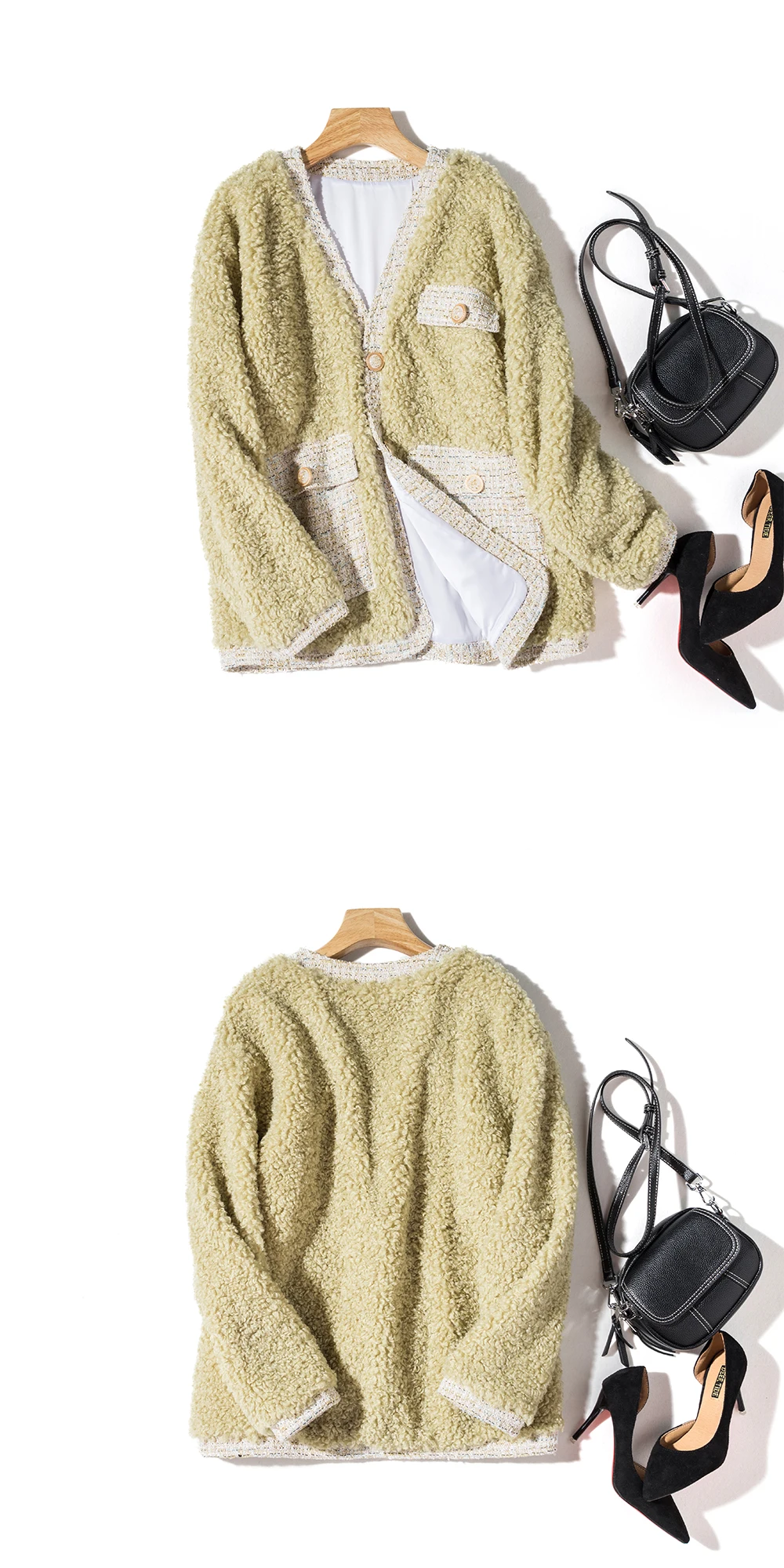 AMOR LIVE Cashmere Elegant Faux Fur Coat For Women Warm Soft Fur Jacket Female Plush Overcoat Pocket Casual Chic Splice пальто