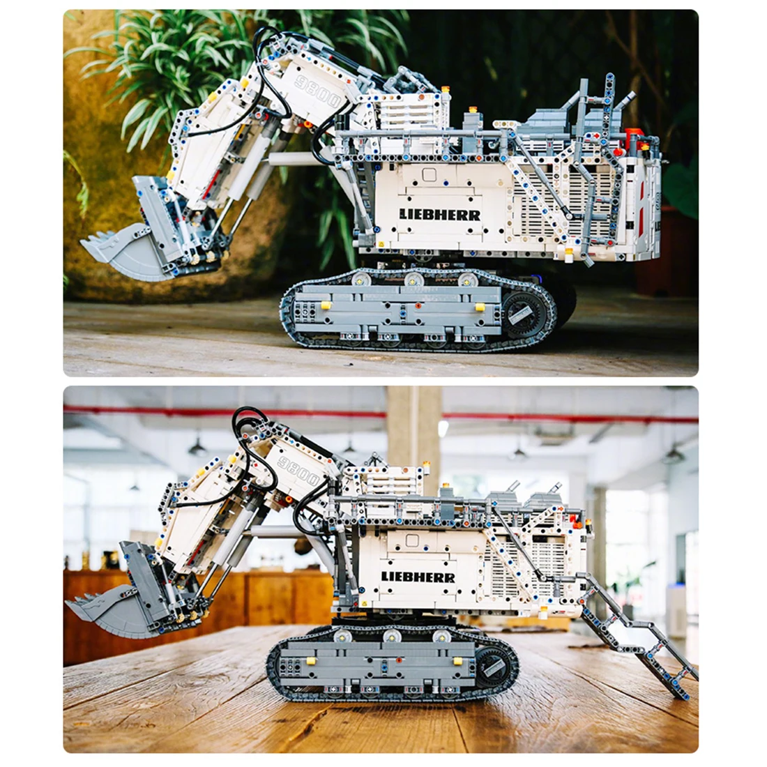 Строительный блок акриловые пыле Дисплей коробка литье коробок для Liebherr R 9800 экскаватор 42100(Дисплей только коробка)-на черной подошве; Цвета: черный, Тип