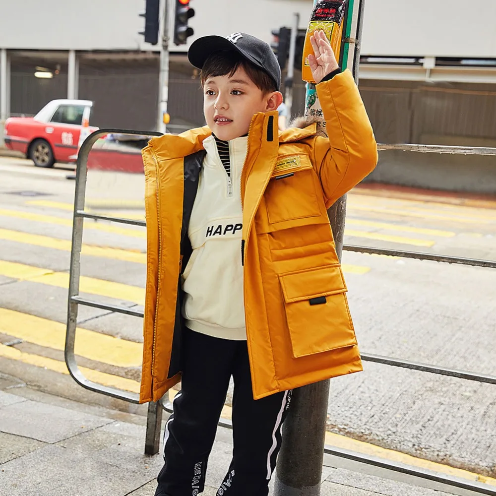 Autumn Winter Boys Jackets Fur Collar Baby Girls Down Coat Casual Children Hooded Outwear Girls Winter Down Jackets