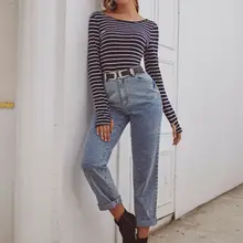 Зимние джинсовые штаны для женщин, потертые однотонные джинсы с карманами, прямые брюки, обычные винтажные повседневные штаны с высокой талией GL30095