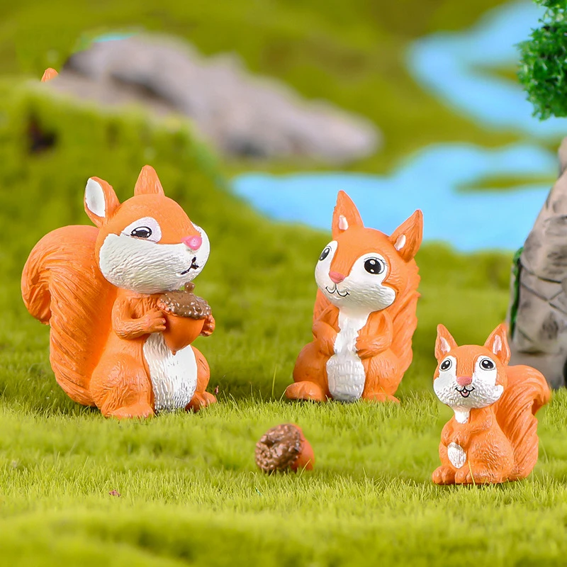 1 Set Squirrel Horse Pig Penguin Camel Figurines Miniatures Fairy Garden Gnome Moss Gift Resin Crafts Home Decoration Gnome