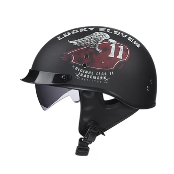

New Arrival Vintage Half Face Motorcycle Helmet Casco Casque Moto Retro Helmets With Inner Sun Visor