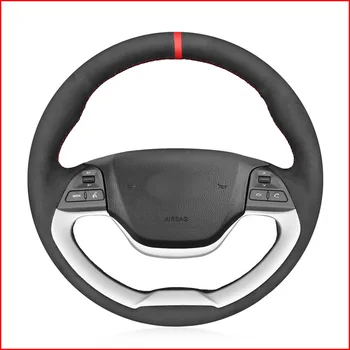 

Black Suede Hand Sew Comfortable Soft Steering Wheel Cover for Kia Morning 2011 2012 2013 2014 2015 2016 Picanto 2012-2015